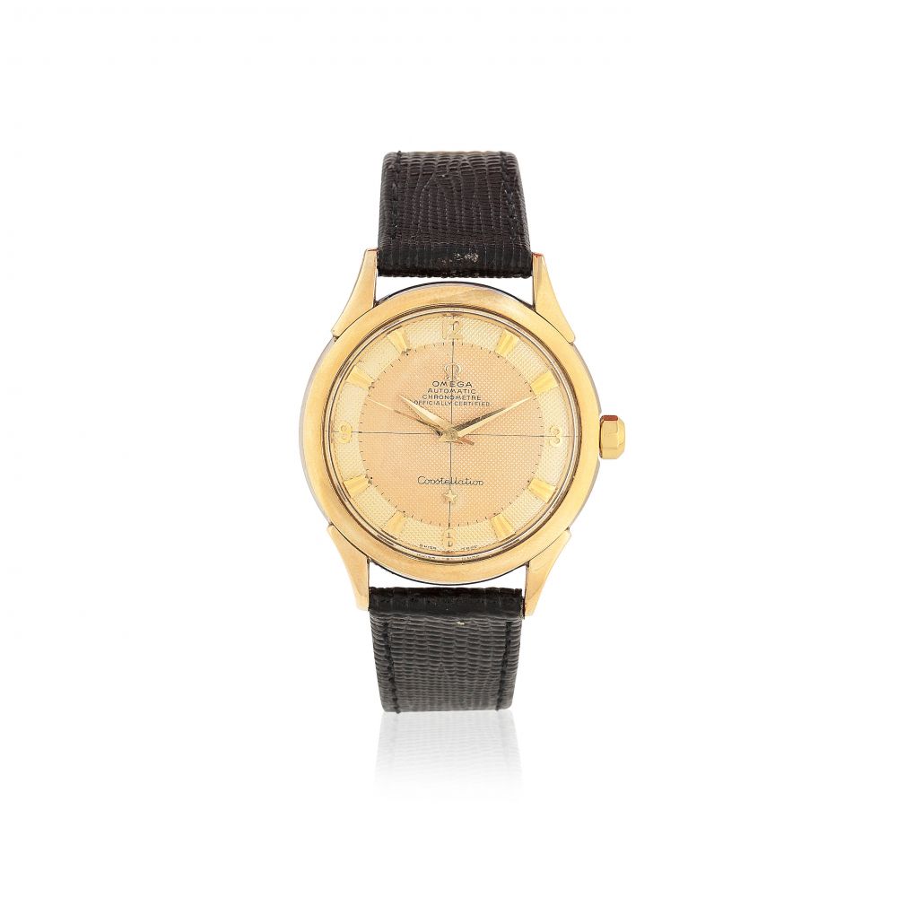 Omega. A stainless steel and gold plated bumper automatic wristwatch