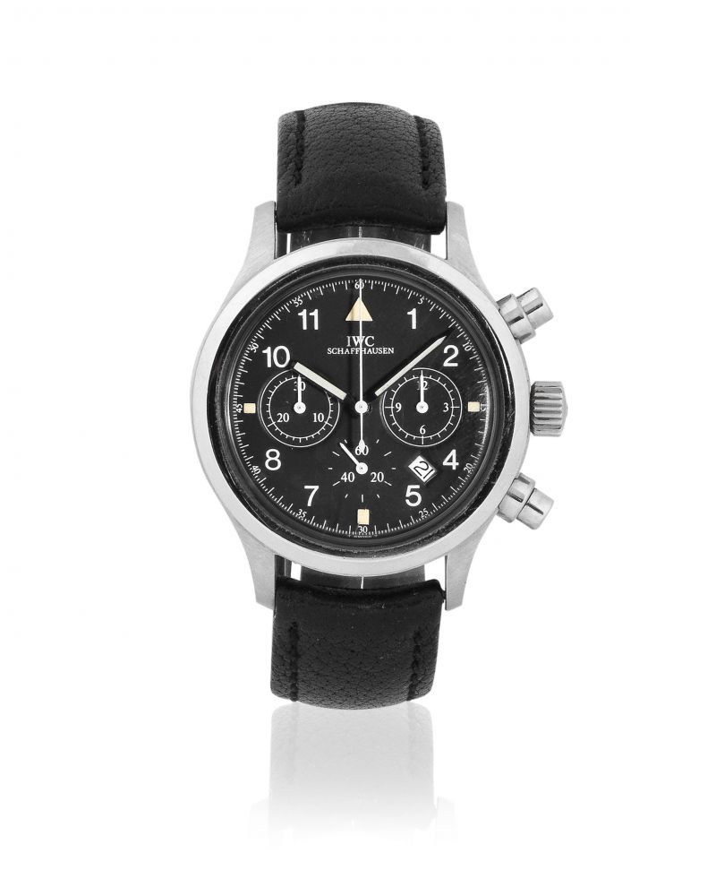 IWC. A stainless steel quartz calendar chronograph wristwatch