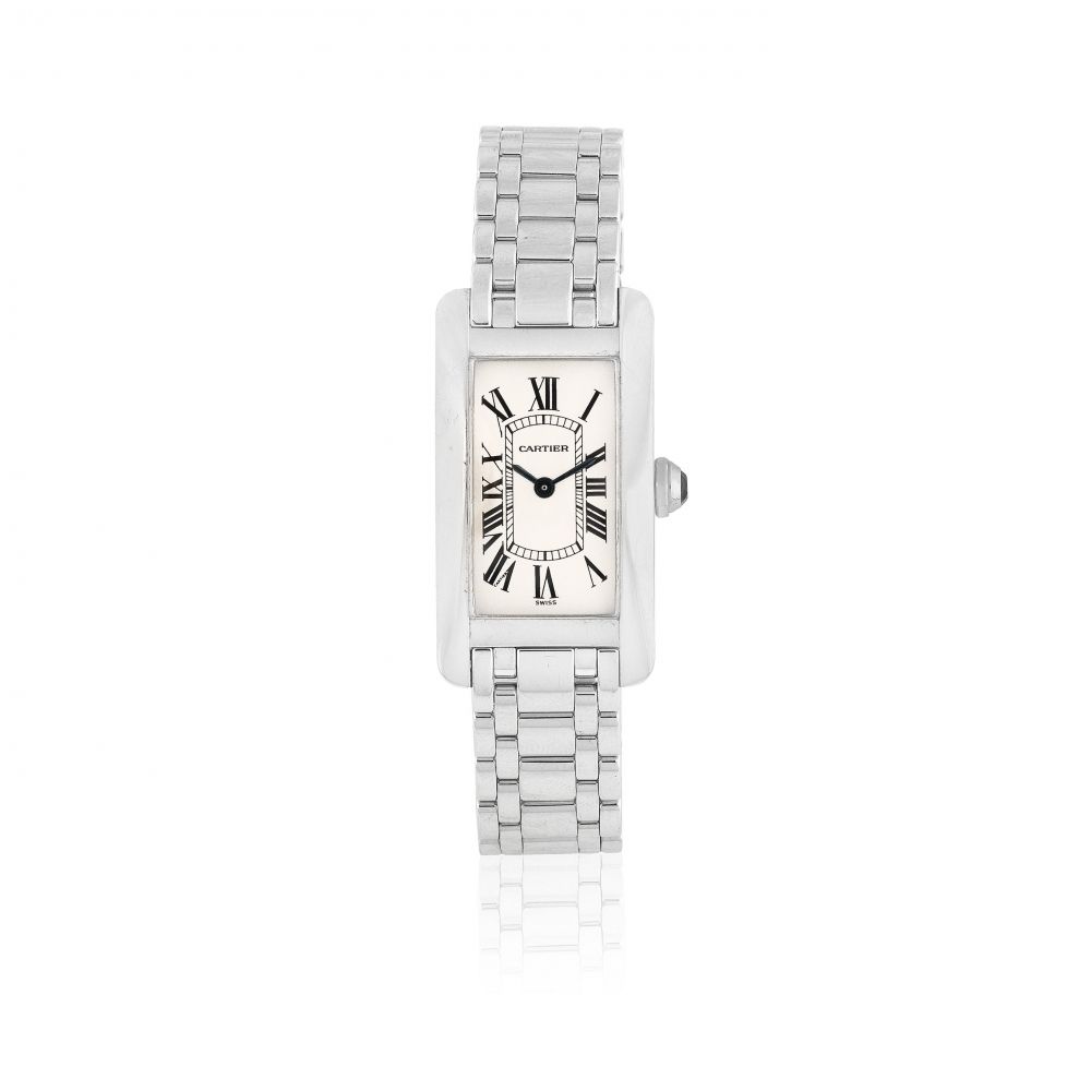 Cartier. A lady's 18K white gold quartz bracelet watch