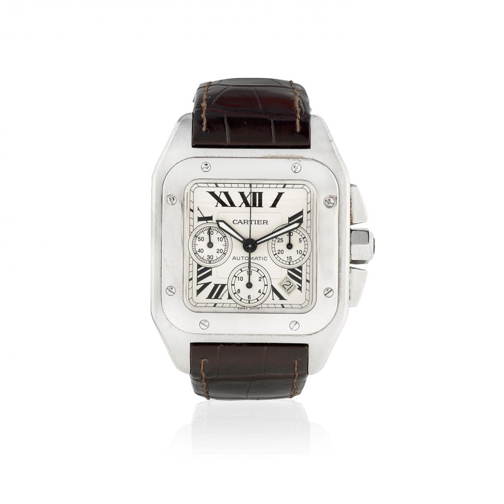 Cartier. A stainless steel automatic calendar chronograph wristwatch