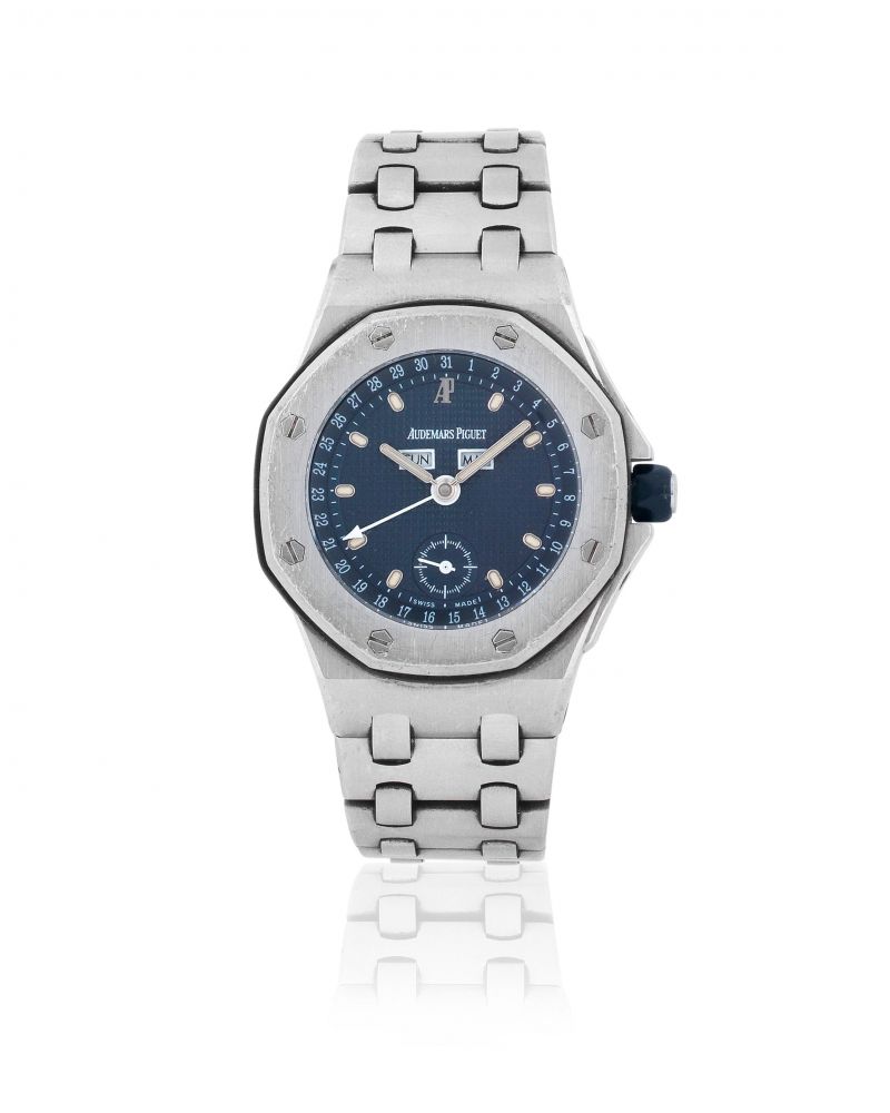 Audemars Piguet. A stainless steel automatic triple calendar bracelet watch
