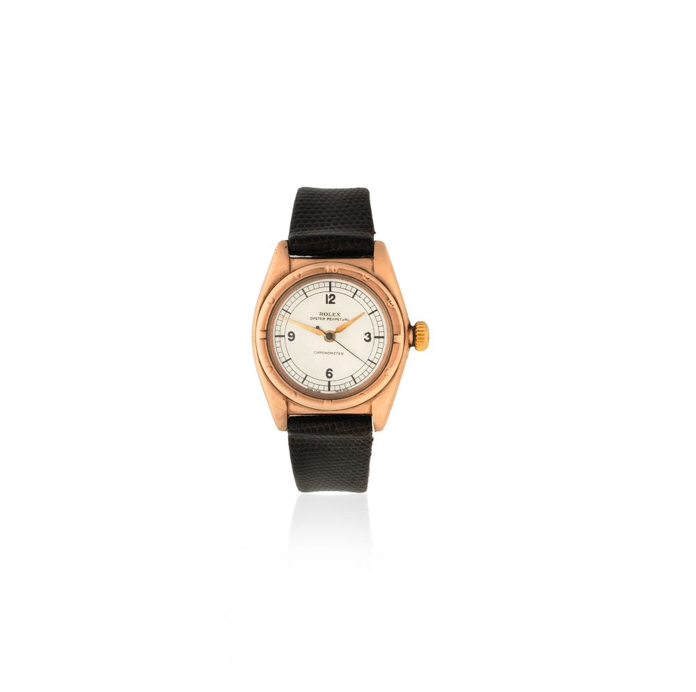 Rolex. A stainless steel automatic bubble back wristwatch