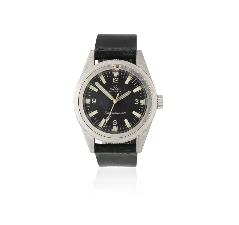 Omega. A stainless steel military style automatic wristwatch
