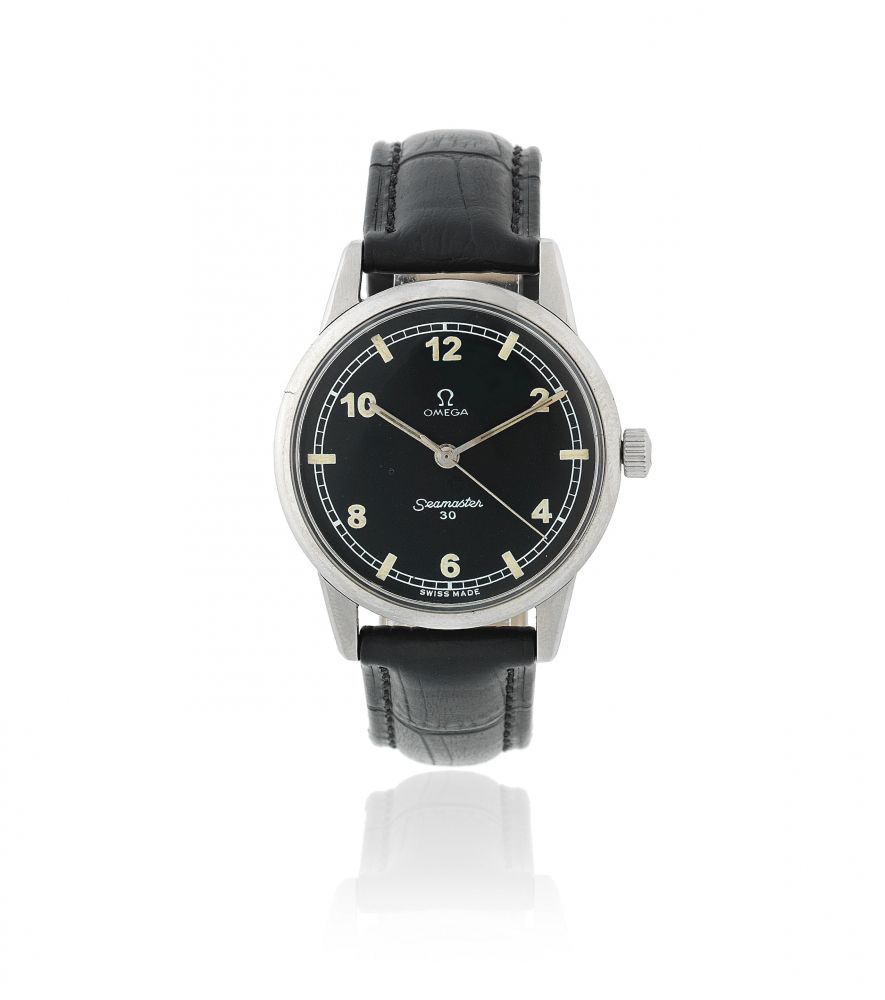 Omega. A stainless steel manual wind military style wristwatch