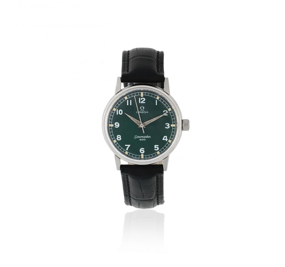 Omega. A stainless steel manual wind wristwatch