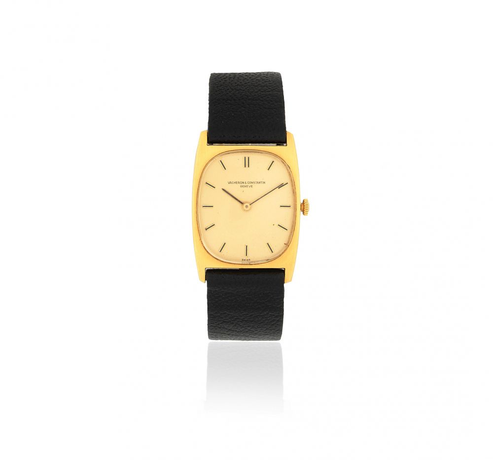 Vacheron Constantin. An 18K gold manual wind tonneau form wristwatch