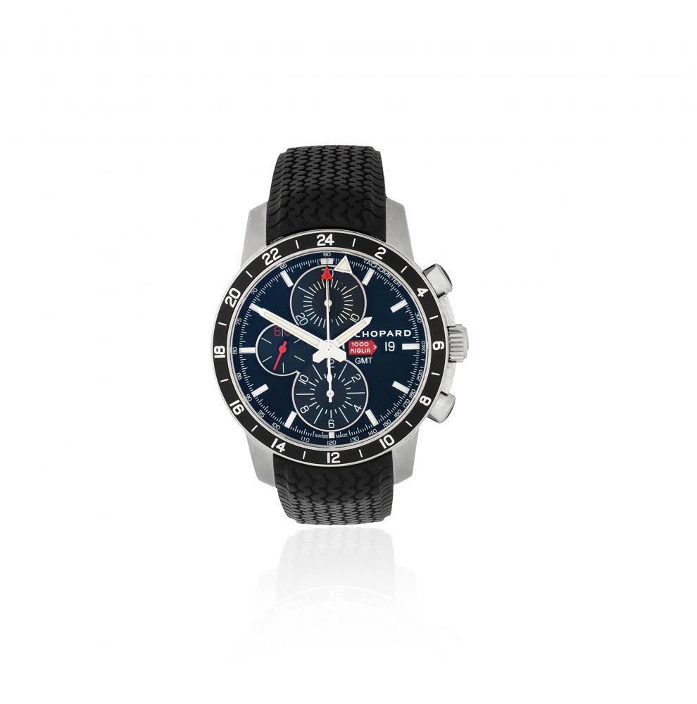 Chopard. A Limited Edition stainless steel automatic calendar chronograph drivers wristwatch