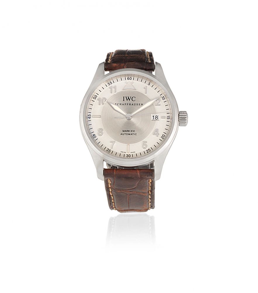 IWC. A stainless steel automatic calendar wristwatch
