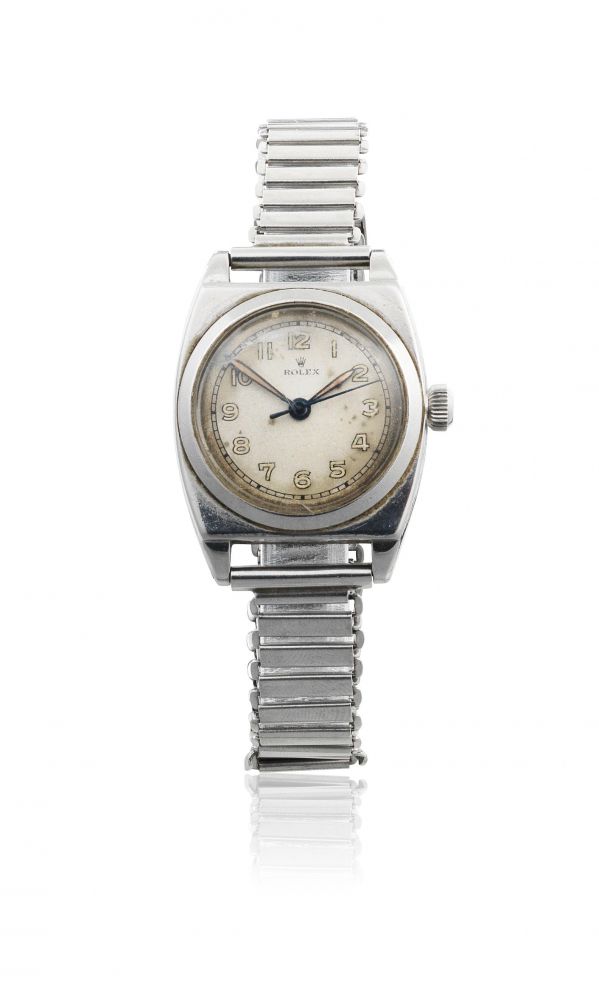 Rolex. A stainless steel manual wind bracelet watch