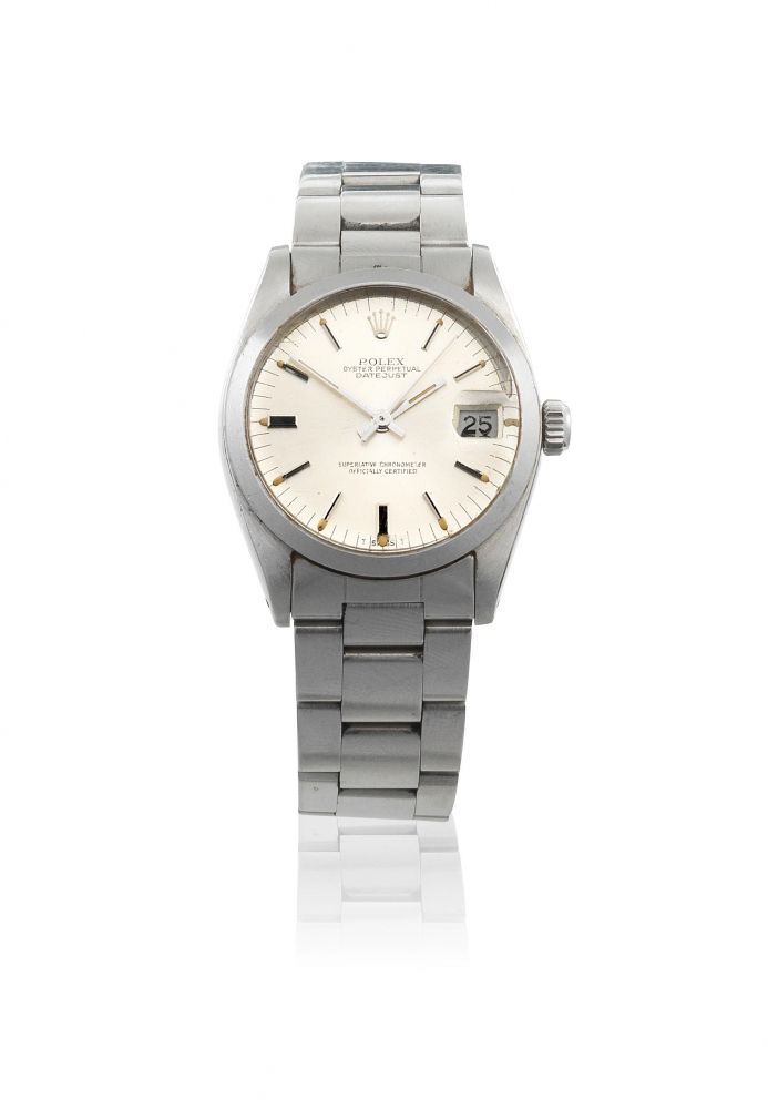 Rolex. A stainless steel automatic calendar bracelet watch