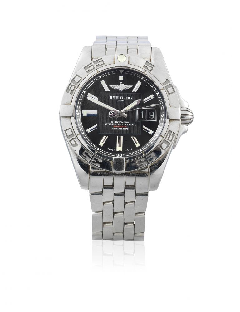 Breitling. A stainless steel automatic calendar bracelet watch