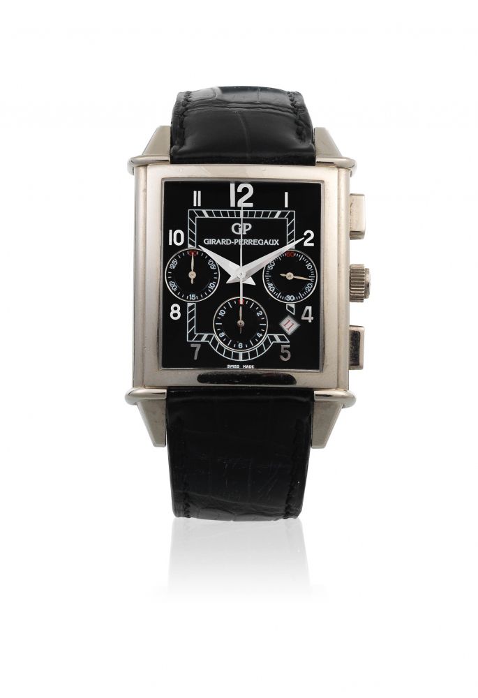 Girard Perregaux. An 18K white gold automatic calendar chronograph wristwatch