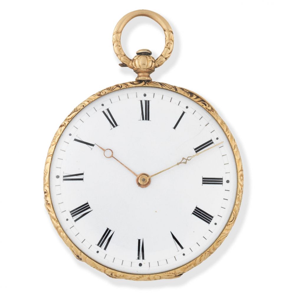 DuBois. A continental gold key wind open face pocket watch