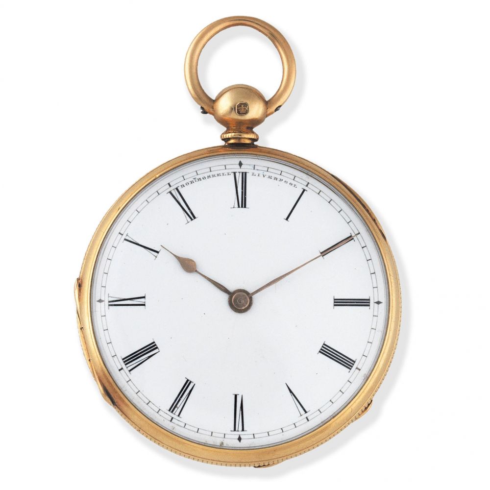 Robert Roskell, Liverpool. An 18K gold key wind open face pocket watch
