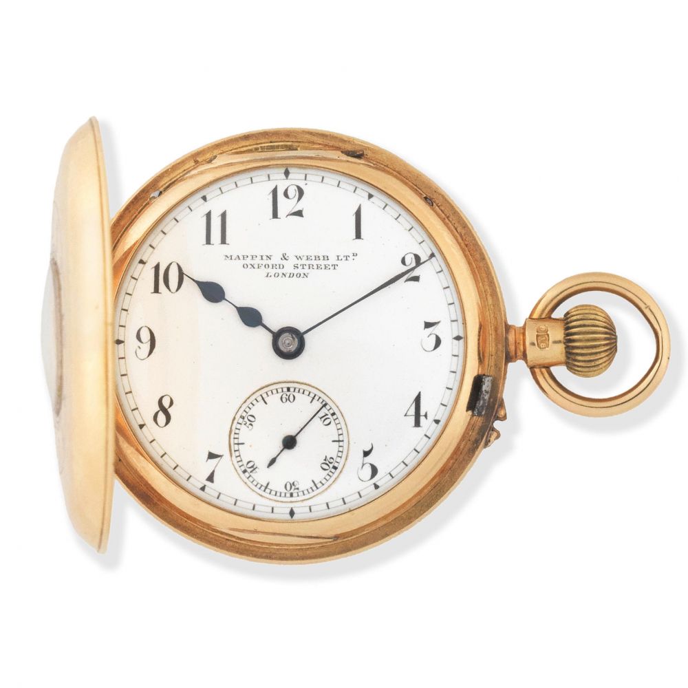 Mappin Webb Ltd., Oxford Street, London. An 18K gold keyless wind half hunter pocket watch