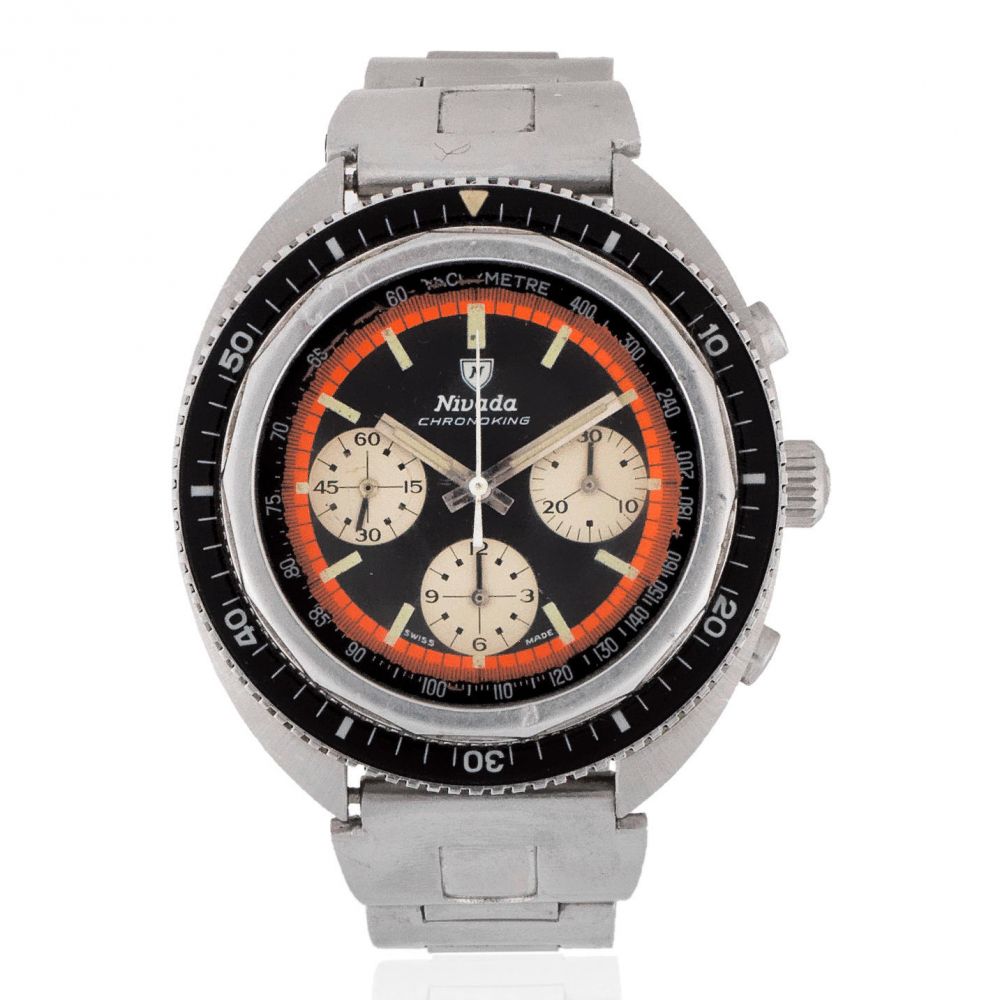 Nivada. A stainless steel manual wind chronograph bracelet watch