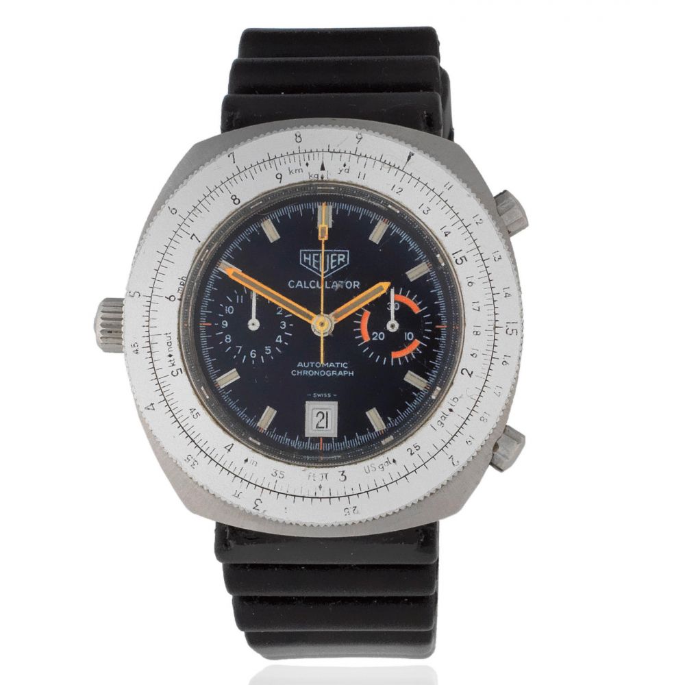 Heuer. A stainless steel automatic calendar chronograph wristwatch