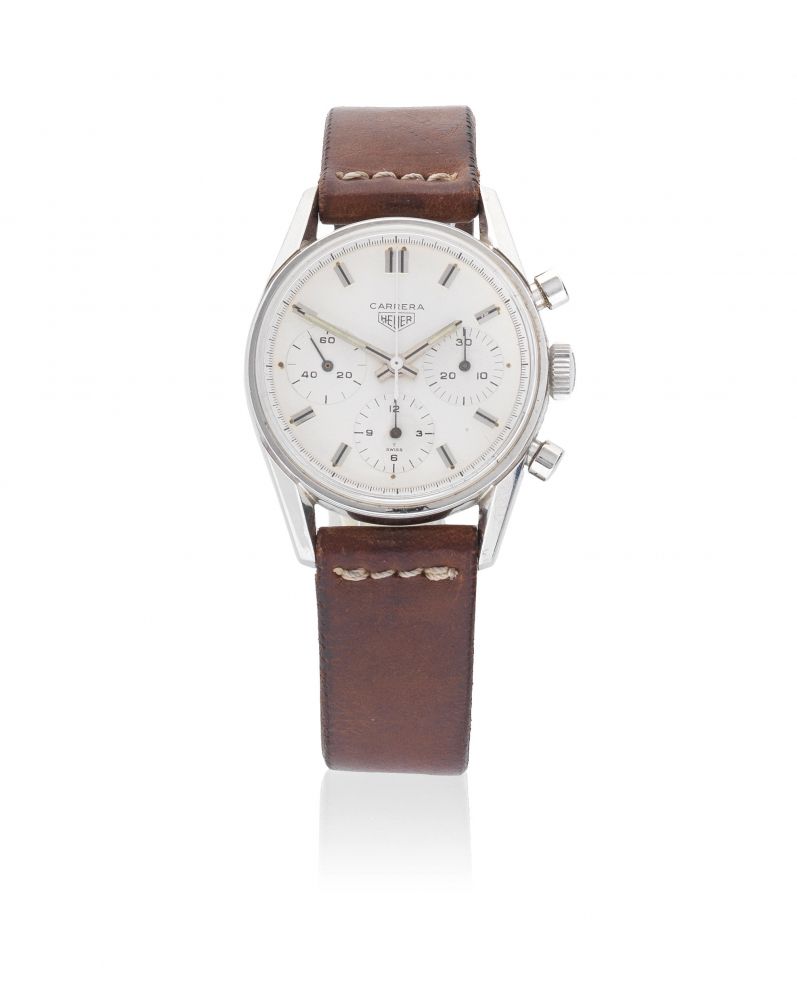 Heuer. A stainless steel manual wind chronograph wristwatch