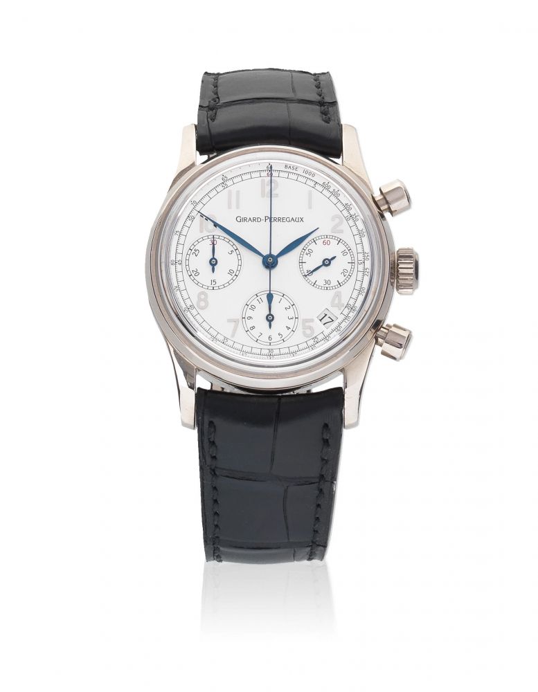 Girard Perregaux. An 18K white gold automatic calendar chronograph wristwatch