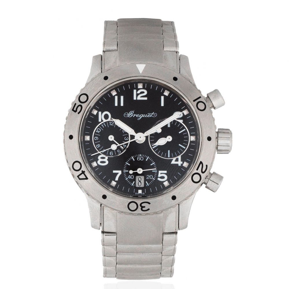 Breguet. A lady's stainless steel automatic calendar chronograph bracelet watch