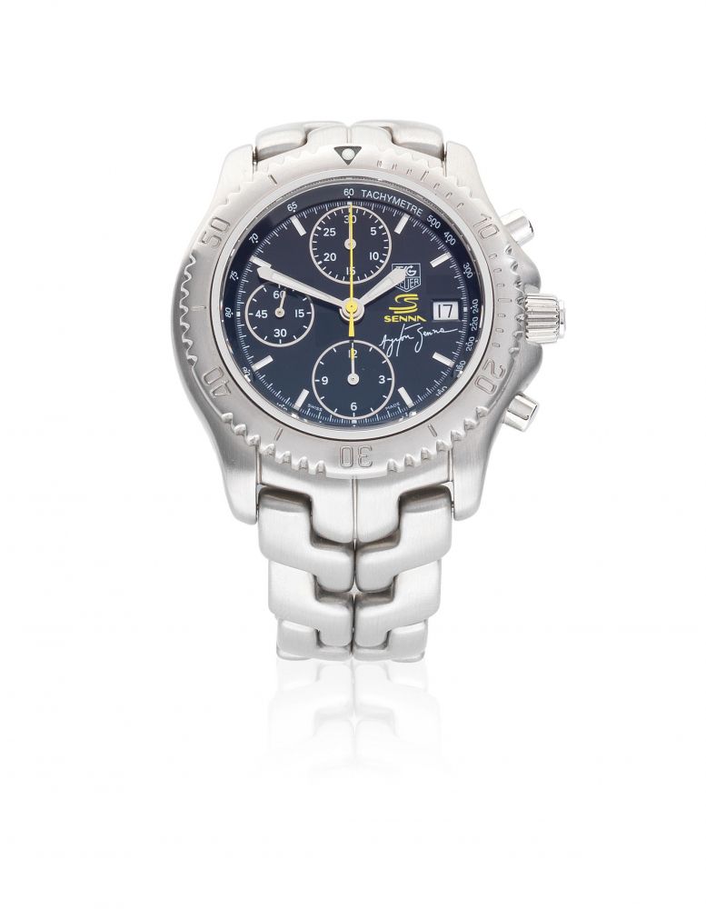 TAG Heuer. A limited edition stainless steel automatic calendar chronograph bracelet watch