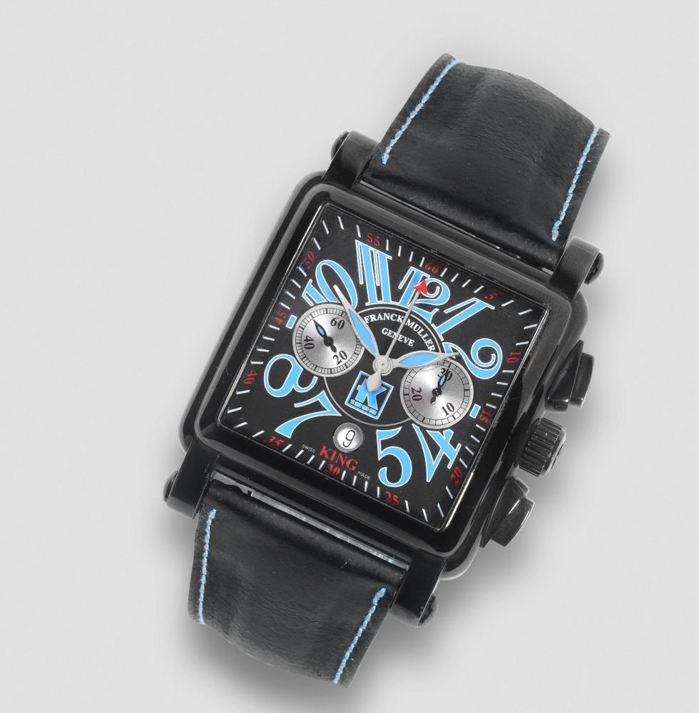 Franck Muller. A Limited Edition black DLC coated stainless steel automatic calendar chronograph wristwatch to be sold in aid of Charity