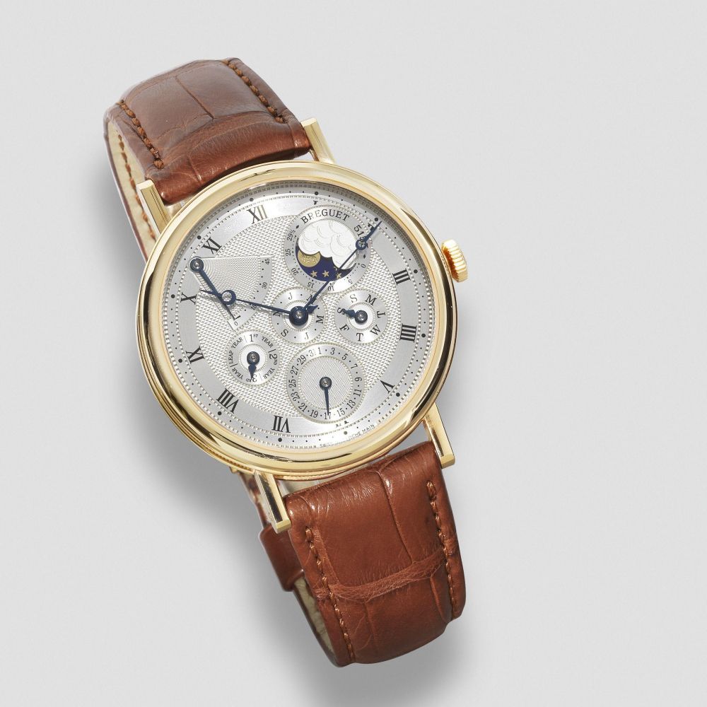 Breguet. A fine 18K rose gold automatic perpetual calendar wristwatch with moon phase, power reserve and leap year indication to be sold in aid of Charity