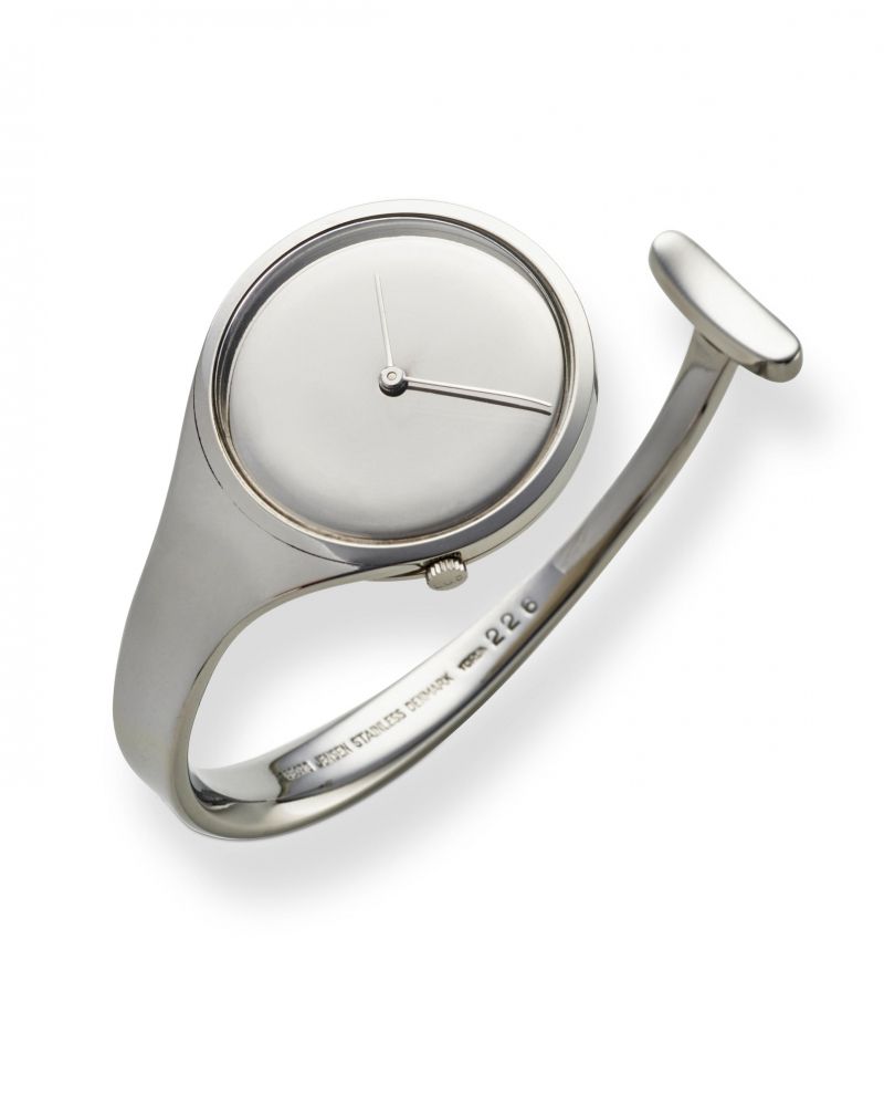 GEORG JENSEN. A LADY'S STAINLESS STEEL BANGLE WATCH