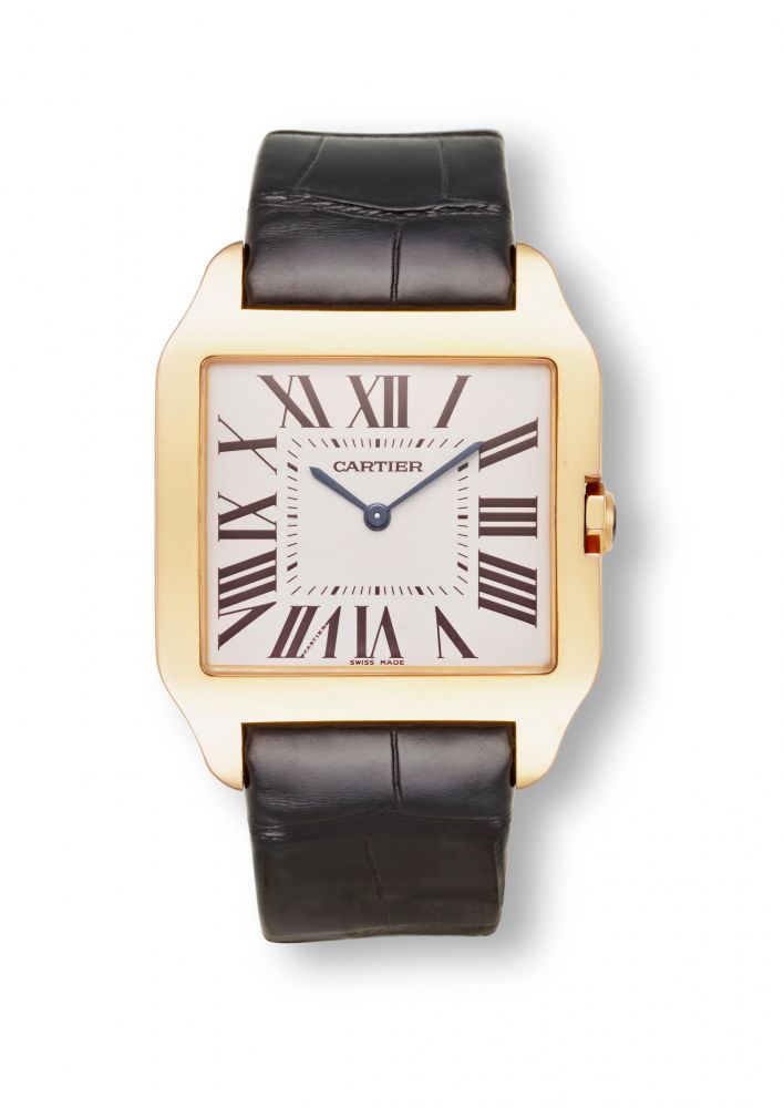 CARTIER. AN 18K YELLOW GOLD MANUAL WIND RECTANGULAR WRISTWATCH