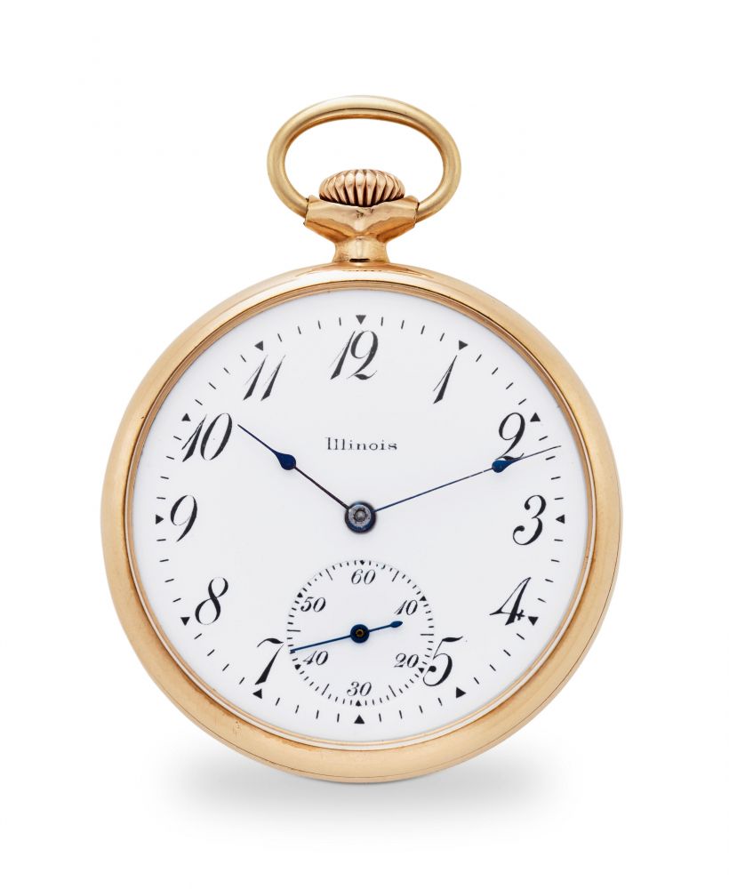 ILLINOIS WATCH CO. A GOLD FILLED OPEN FACE KEYLESS LEVER WATCH
