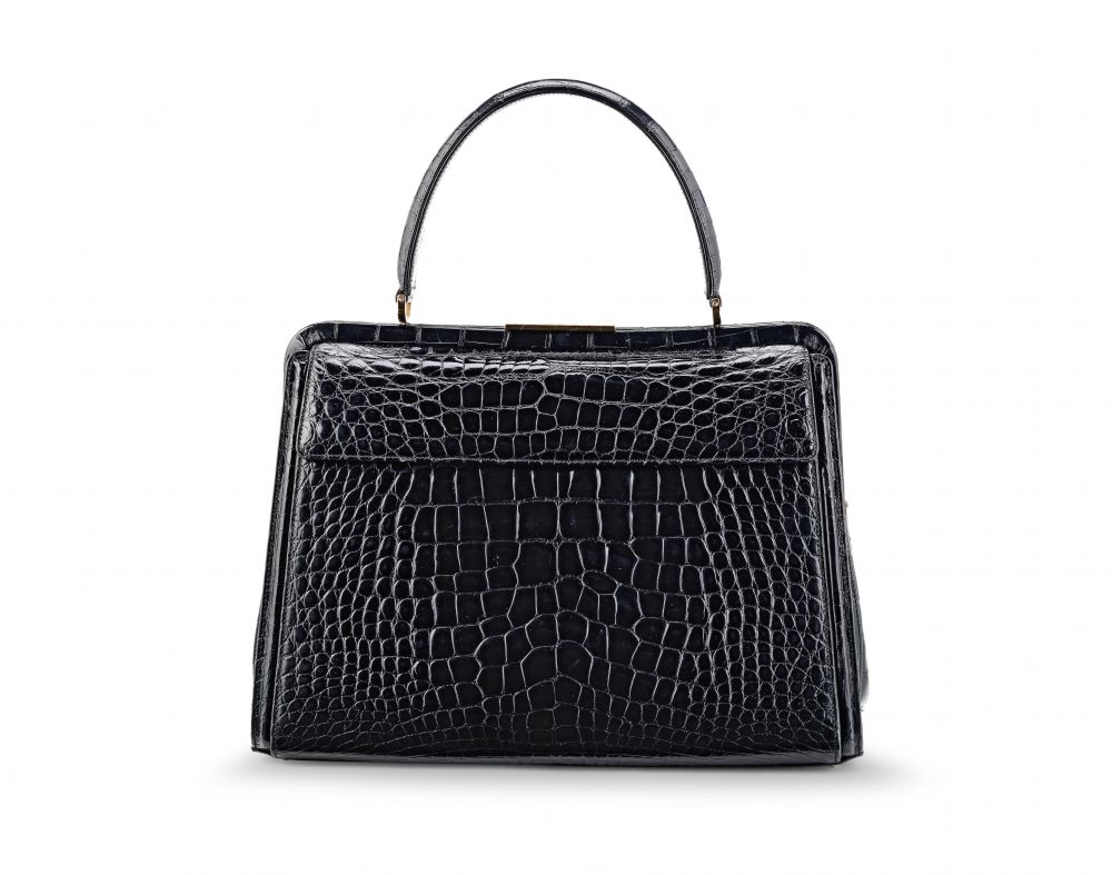 Black Shiny Crocodile Vanity Bag