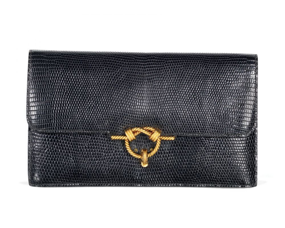 Black Lizard Sac Cordeliere Clutch