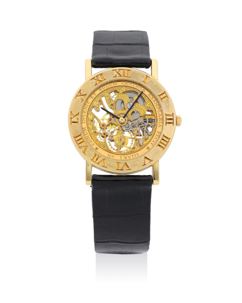Corum | ROMULUS, A Limited Edition Yellow Gold Skeletonized Wristwatch, Circa 2000
