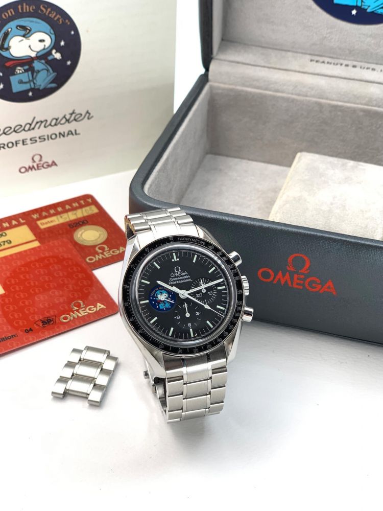 Omega | Speedmaster Professional Snoopy Award, A Limited Edition Stainless Steel Chronograph Bracelet Watch, Circa 2003