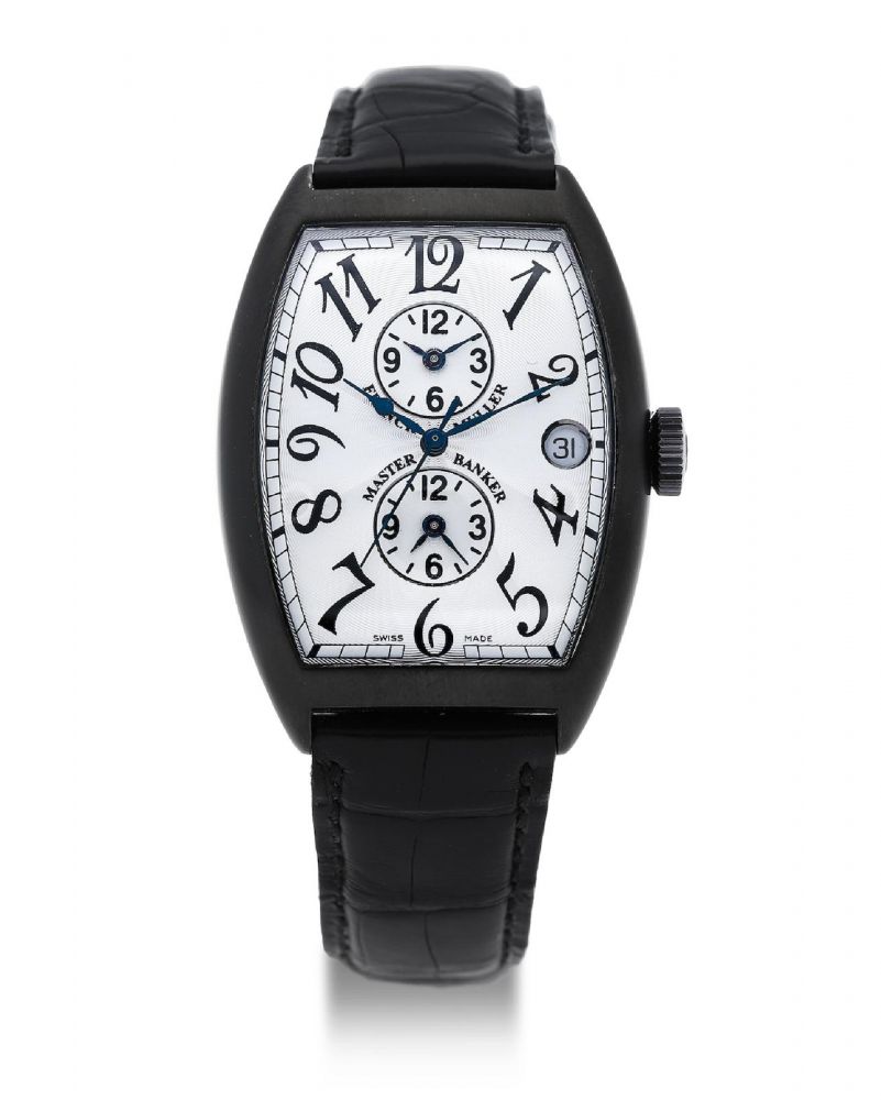 Franck Muller | Master Banker, A Blacken Stainless Steel Triple Time Wristwatch with Date, Circa 2000