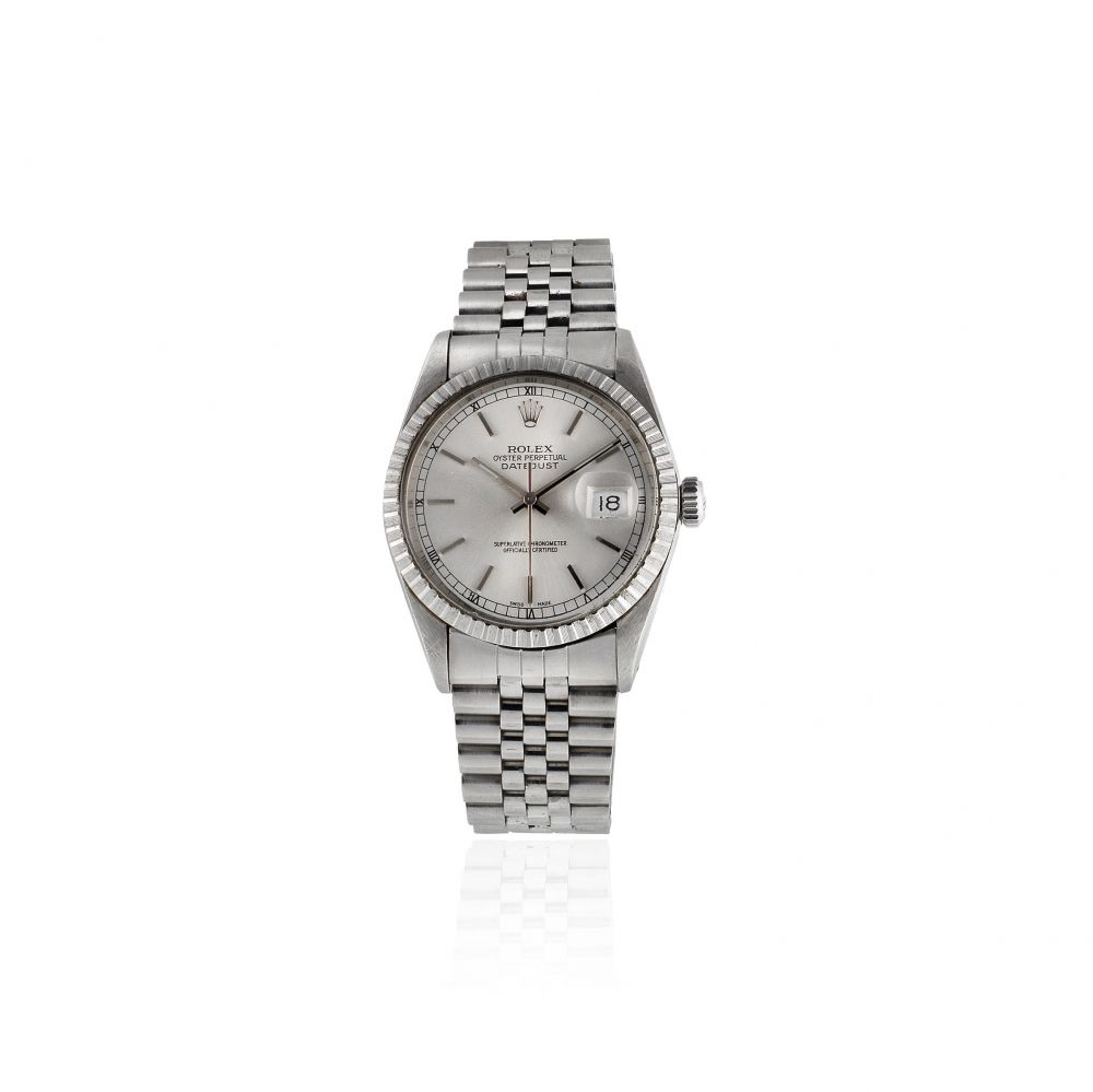 Rolex. A stainless steel automatic calendar bracelet watch