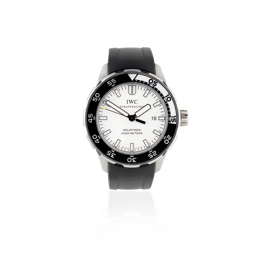 IWC. A stainless steel automatic calendar wristwatch