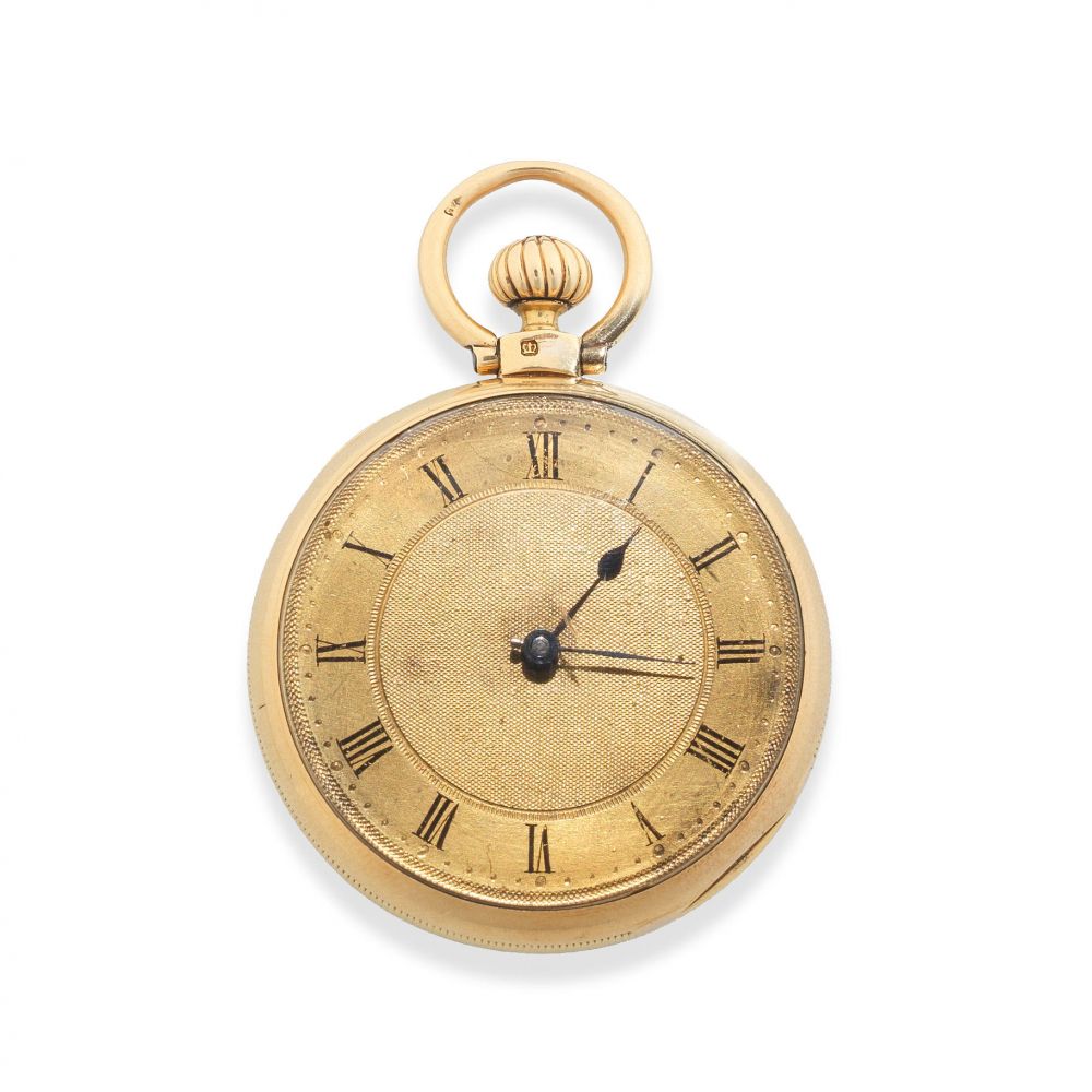J.R. Arnold, A rare gold open face pocket watch with Prest keyless winding system