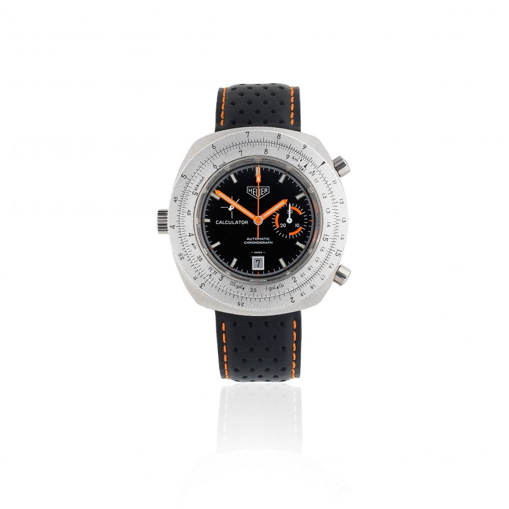 Heuer. A stainless steel automatic calendar wristwatch
