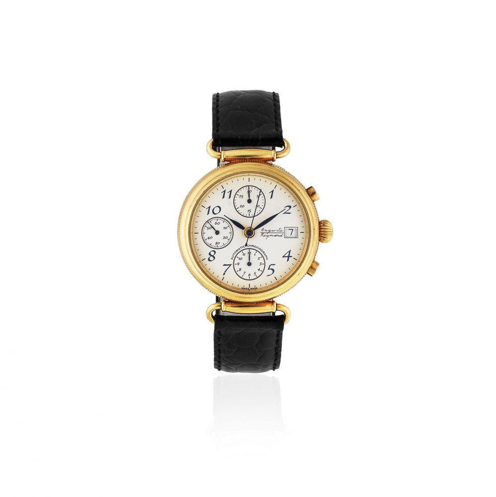 Auguste Reymond. An 18K gold automatic calendar chronograph wristwatch