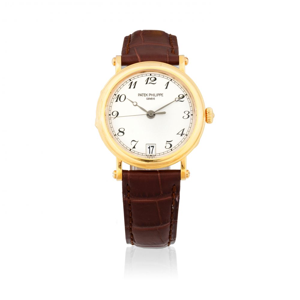 Patek Philippe. An 18K rose gold automatic 'Officer's' calendar wristwatch