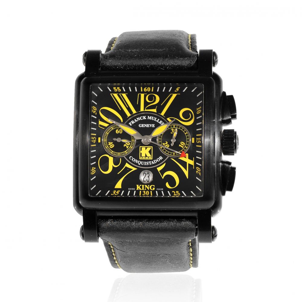 Franck Muller. A Limited Edition black DLC coated stainless steel automatic calendar chronograph wristwatch to be sold in aid of Charity