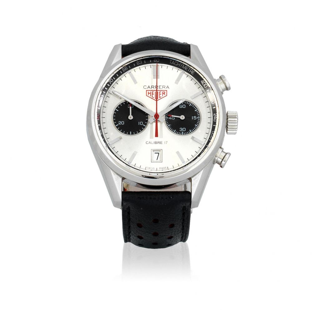 TAG Heuer. A stainless steel automatic calendar chronograph wristwatch