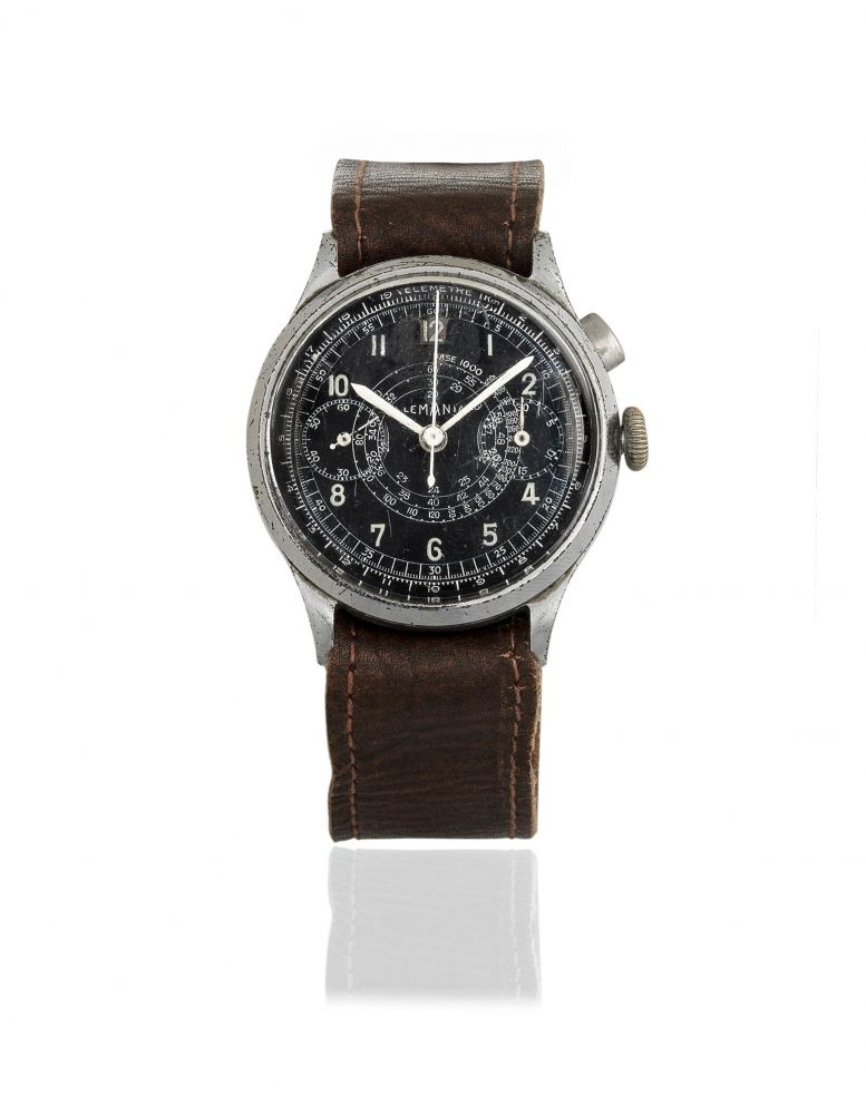 Lemania. A rare stainless steel manual wind single button chronometer wristwatch