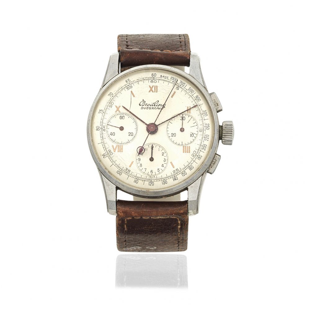 Breitling. A stainless steel manual wind split second chronograph wristwatch