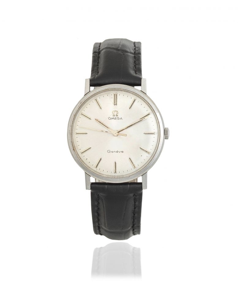 Omega. A stainless steel manual wind wristwatch