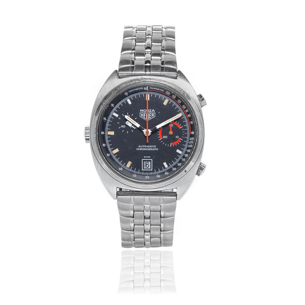 Heuer. A stainless steel automatic calendar chronograph bracelet watch