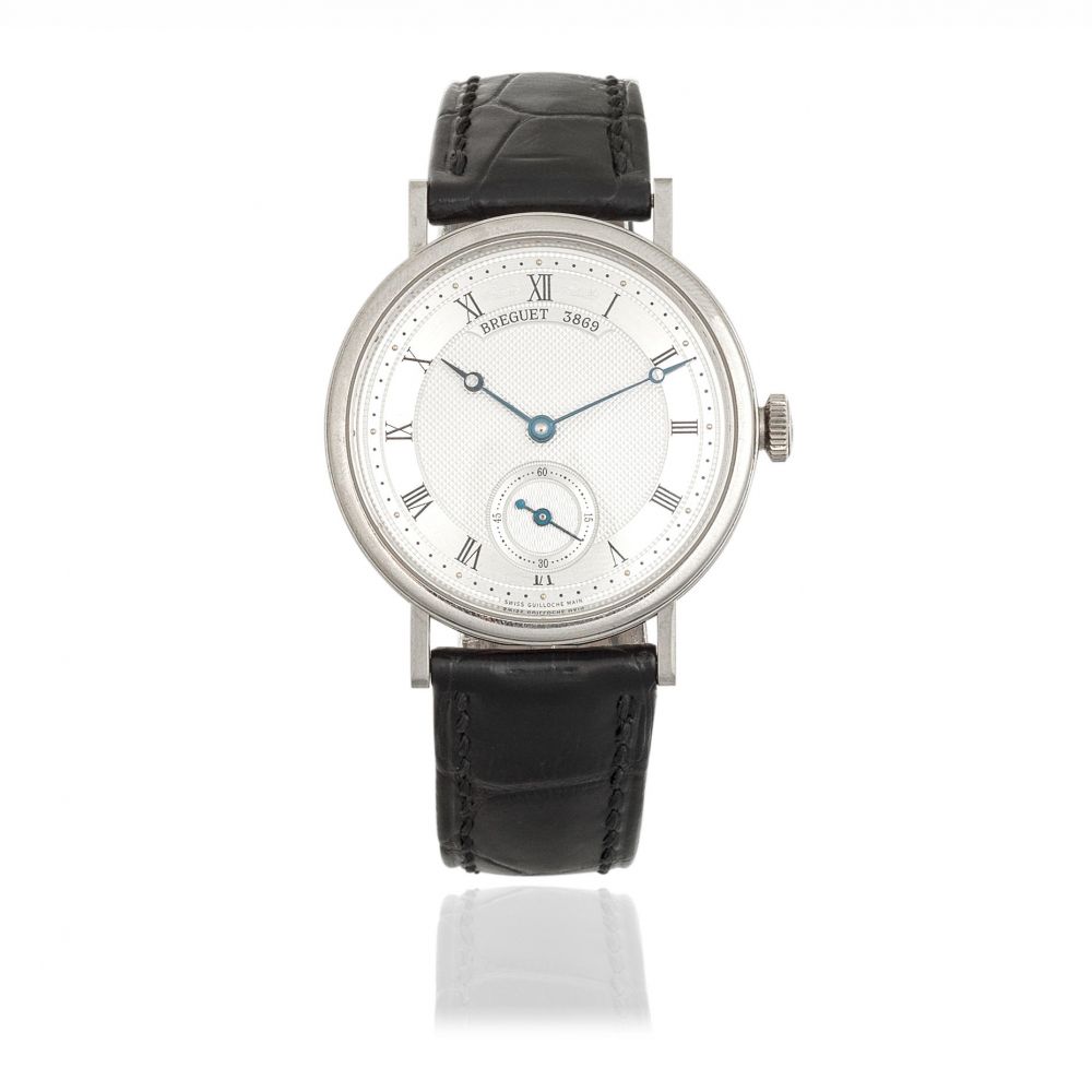 Breguet. An 18K white gold automatic wristwatch with power reserve