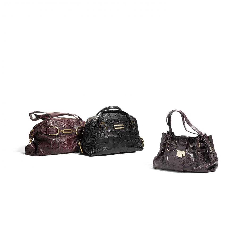 THREE REPTILE LEATHER BAGS