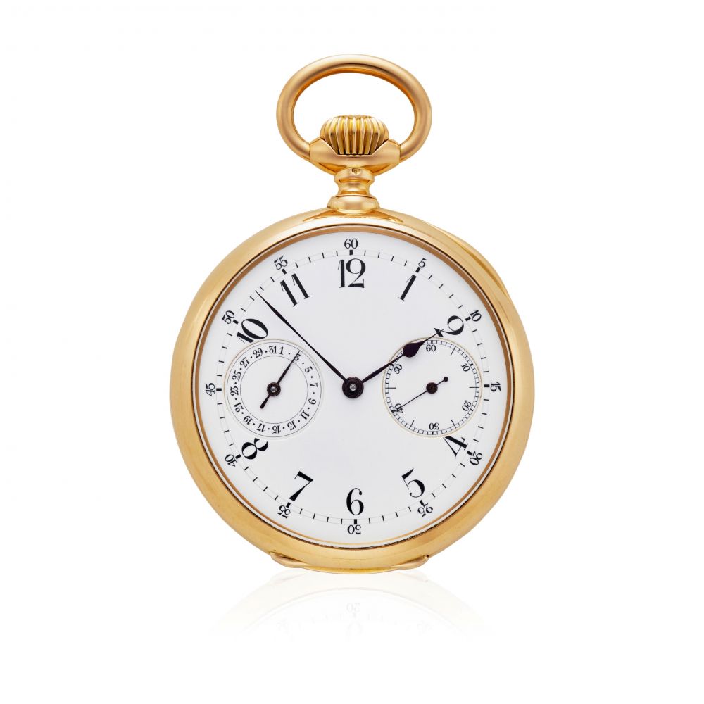 ALBERT H. POTTER CO., GENEVA. A FINE 18K OPEN FACE KEYLESS LEVER WATCH WITH DATE